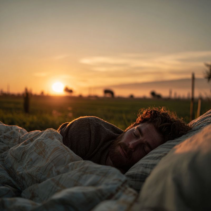 A man using natural sunlight as a Restora Dream sunrise alarm clock