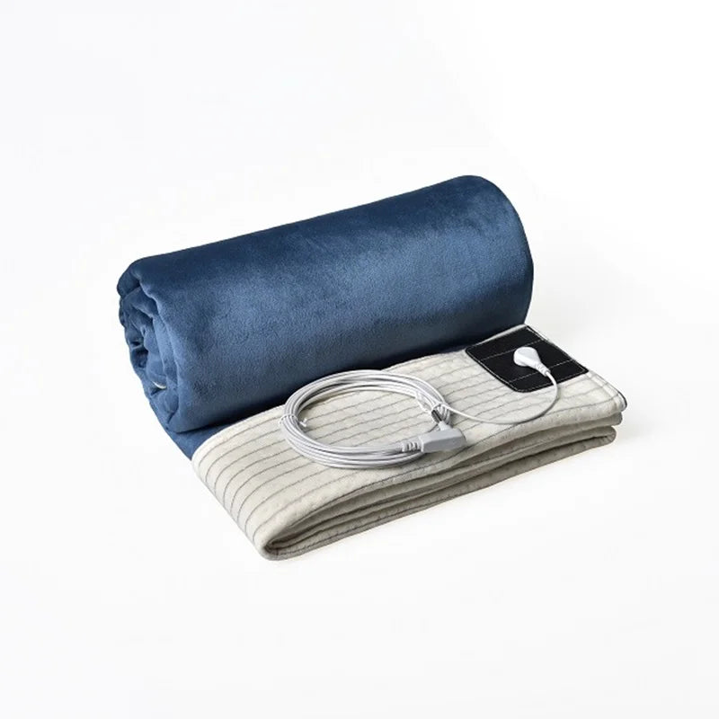 Rolled-up blue grounding blanket with conductive silver fiber and plug