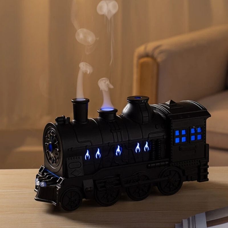 Close-up of the train humidifier's dual mist outlets creating a soothing mist for improved air quality