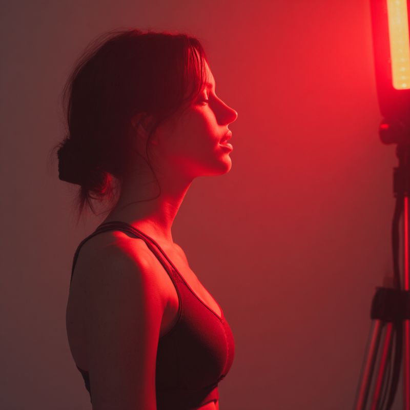 A woman enjoying red light therapy benefits